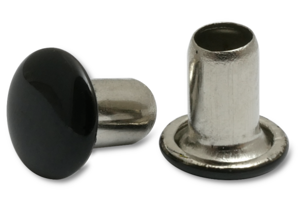 Rebites para máquinas, haste de 3,8 mm de diâmetro, cabeça de 7 mm de diâmetro, cabeça pintada de preto