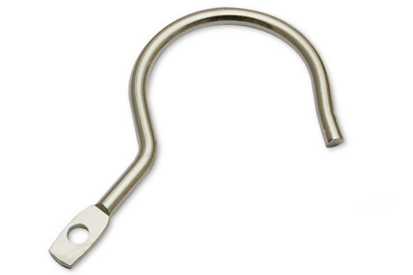 Ganchos para coleções em metal, 71 mm, com orifício para rebite, niquelados