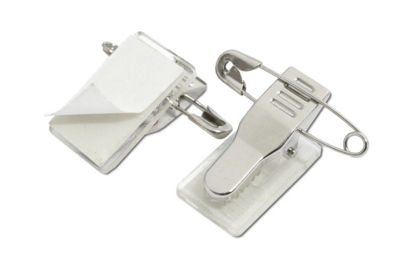 Krokoclip em metal, autocolante, com alfinete de segurança