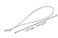 Laços pré-moldados em cordão elástico,<BR> branco