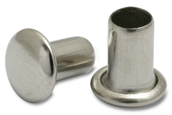 Rebites para máquinas, haste de 4 mm de diâmetro, cabeça de 7 mm de diâmetro, niquelados