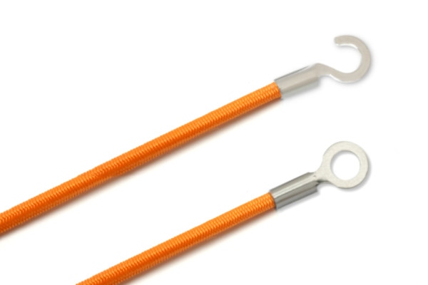 Cordões de borracha com terminais de cabo, fechados + abertos, laranja