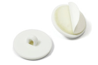 Botão adesivo com olhal,<BR>20 mm de diâmetro, <BR>plástico, branco