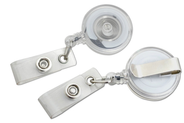 Yoyos para crachás com clipe para cinto, lingueta de plástico, transparente