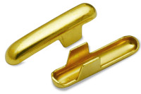 Ponteiras metálicas (em forma de T)<BR> para fita elástica + cordão,<BR> abertura de 2,6 mm,<BR> latonadas