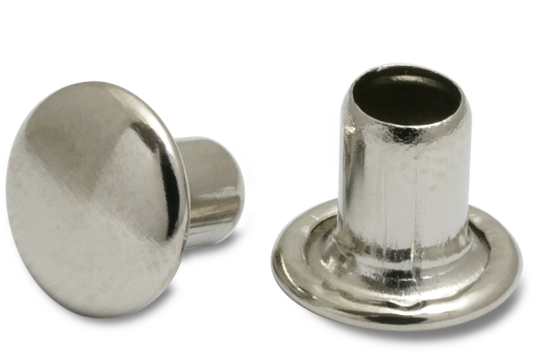 Rebites para máquinas, haste de 4 mm de diâmetro, cabeça de 8 mm de diâmetro, niquelados