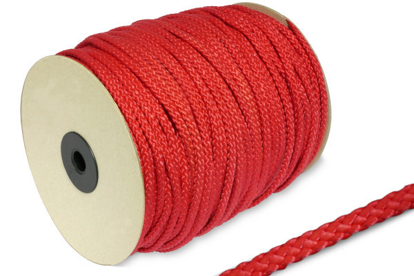 Cordão de PP, 5 mm de diâmetro, em rolo de 100 m, vermelho